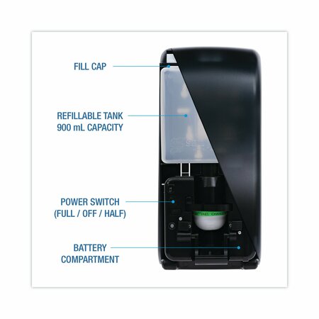 Boardwalk Rely Hybrid Liquid Soap/Hand Sanitizer Dispenser, 900mL, 5.5x4x12, Blk SH900SBBW
